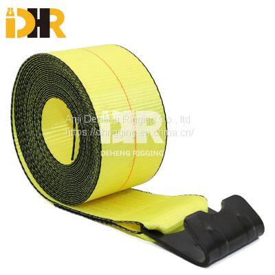 2 Inch Winch Strap With Wire Hook / Flat Hook / D - Ring / Chain Anchor