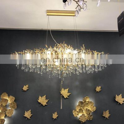 Modern Ceiling Home Luxury Brass Crystal Chandelier Tree Branch Led Chandelier Luxury