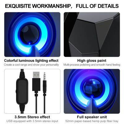 2023 New Design High Sound Quality S5 Computer Wired Speaker Modern Home Decoration Usb Computer Speakers With Light photo-4