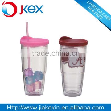 24OZ Insulated double wall plastic tumbler with ice cube and lids