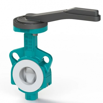 Задвижка с внутренним покрытием из ПТФЭ, корпус из чугунного сплава, фланец RF, ручное управление с помощью шестеренчатой передачи, полный проход, антиадгезионное покрытие, устойчивая к щелочам для нефтехимии