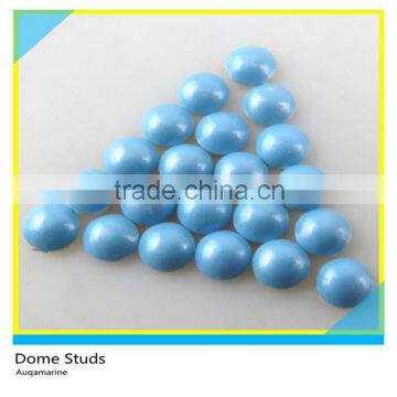 Hot Fix Metal Copper Dome Studs Round Aquamarine Iron on Aluminum Metal Studs