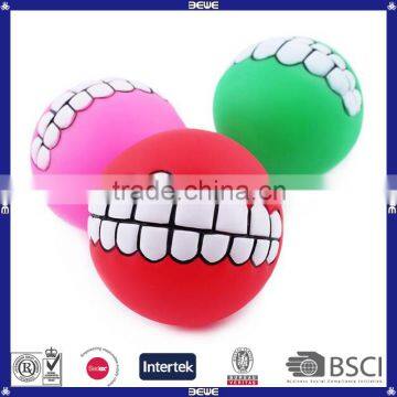 Cheap Colorful Wearable Teeth Printed Small Balls Pet Toys Ball