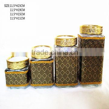 casing glass jar with leather