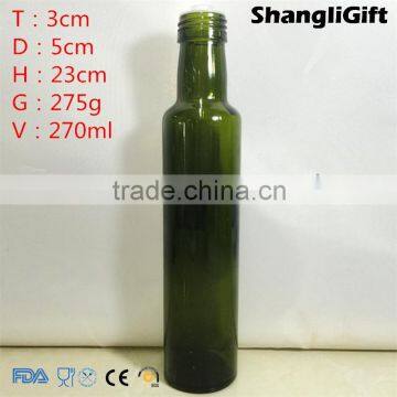 9oz Glass Bottle Dark Green For Olive Oil 270ml Round Bottles