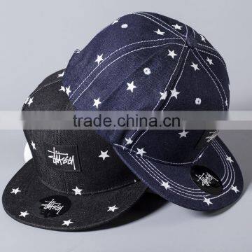 Hot Popular Star Printed Applique Sewed Man Women Flat Snapback Custom