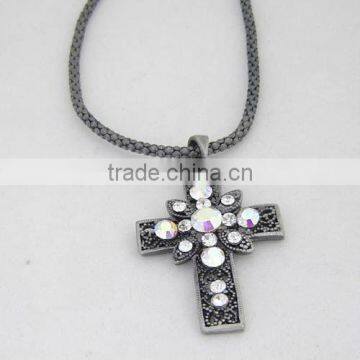 Flower diamond necklace,Woven cord necklace,Cross necklace