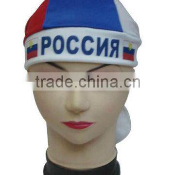 Sport fans country flag head tie scarf, promotional gife cap,newest hot sell head tie scarf