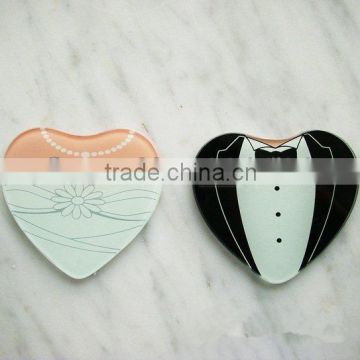 Creative Wedding Favors Wedding Gifts Heart Shaped Gown & Tuxedo Coasters Glass Coasters