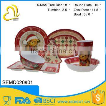 high quality custom melamine 7pc christmas dinnerware set