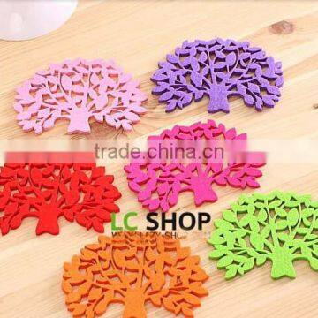 Colorful tree shape insulation pad Coaster Felt cup Non-woven bowl