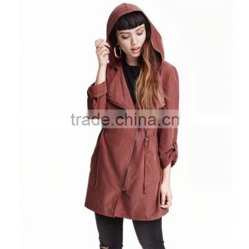 2016 New Fashion Women Winter Drawstring Waist Long Sleeve Parka With Hood HSC9461