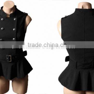 NEW GOTHIC BLACK COTTON VEST FOR WOMENS PUNK