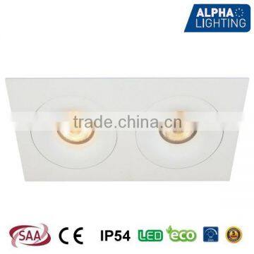 IP54 High quality 2*7W fixed square dimmable anti-glare citizen cob downlight