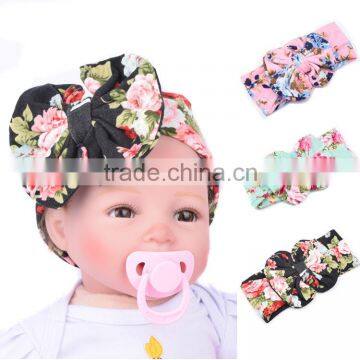 Hot-sales baby floral cotton headband baby hair accessory baby large bow hair band wh-1816