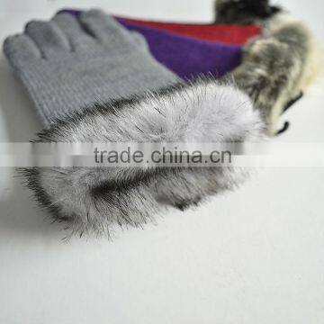 Cheapest ladies soft winter heated popular knitted gloves with rabbit fur