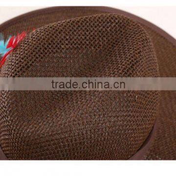 QXSH0046 New Straw Hat for Men Fashion Feather Sombrero Fedora photo-3