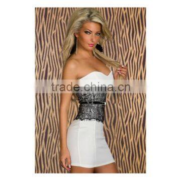 2016 Summer Womens Off Shoulder Patchwork Strapless Bodycon Nightclub Party Dress With Lace photo-4