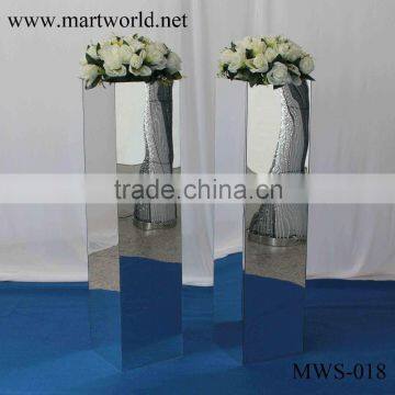 Shinning Mirror Surface With Flower Wedding Fiber Pillar Manufacturer Stand Wedding Columns for Wedding Decoration(MWS-018) Supplier's Choice photo-3