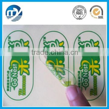 Clear plastic label sticker & transparent sticker