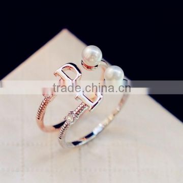 "I DO" Zircon Crystal Pearl Fashion Wedding Ring