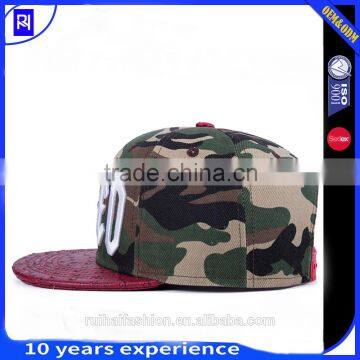 Custom 3D Embroidered Camo Snapback Cap/flat Brim 6 Panel Snapback Hats photo-2