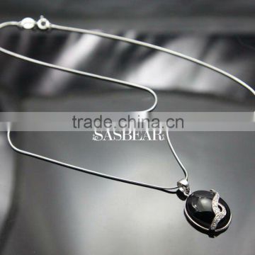 925 sterling silver chain with black agate pendent