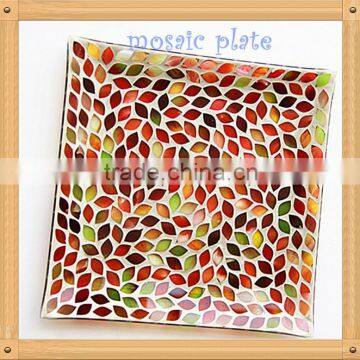 Heat Resistant With Mosaic Petal Glass Decorative Hand Craft Mirror Mosaic Plate