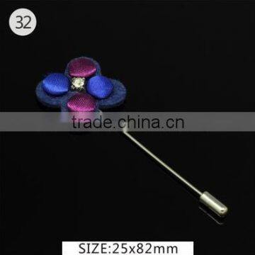 Vintage Four-Leaf Felt&Satin Fabric Corsage,Hign-end Mans Brooch Pins,Long Needles Lapel Pins For Men