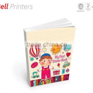 Sticker book printing for children with soft cover and coloring pages