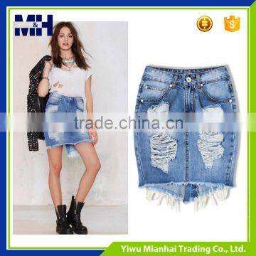 Sexy Open Fork Holes After Ms. Denim Package Hip Skirts photo-4