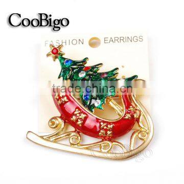 Fashion Charming Jewelry Bling Christmas Tree Red Sled Rhinestone Pin Brooch Wedding Christmas Party Gift Apparel Accessories photo-3