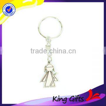 Sweet cartoon girl with skirt metal key chain with your own logo or design