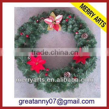 Yiwu wholesale christmas market best selling plastic christmas wreaths products green bulk christmas wreaths cheap