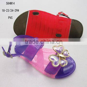 Two colors mixed PVC transparent crystal girls open-toe sandals