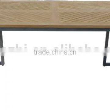 outdoor table with teak wood powder coated aluminum frame