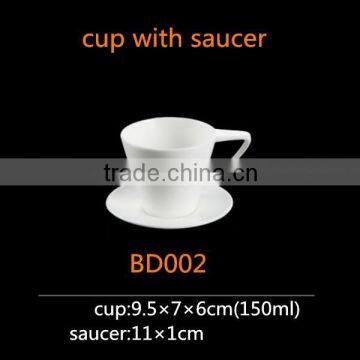 Withe Bone China 150cc Ceramic Coffee and Tea Cup Round Shape Cup and Saucer