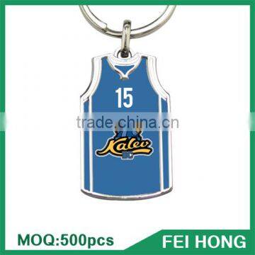 Wholesale bulk metal two sided printing sports jersey basketball keychain