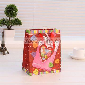 paper gift bag red drawstrings Vintage Glitter Medium Bag for Christmas hand tote gift bag