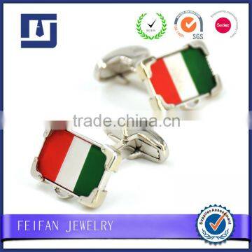 Craft Engraved Silver Metal Wholesale Italian Flag Cufflinks flag needlepoint handmade wedding cufflinks from ODM manufacturer