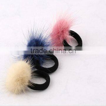 Kids Cute Mink Fur Hair Pins Polyester Elastic Hair Band Elastic