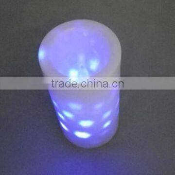 Battery Powered 6 Inch Plastic Pillar Colorful Christmas Moving Snowflake Candle photo-2