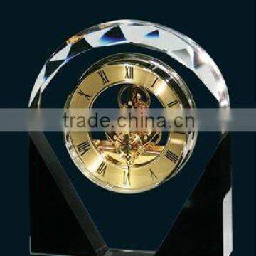 big crystal table clock with black crystal for business gift and home decoartion