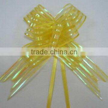 HOT SALE ! Yellow Organza Strip Butterfly Pull Ribbon Bow for gift Decoration