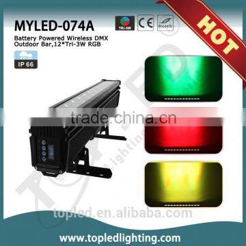 High-tech 12*Tri-3W RGB 42W Battery Powered Wireless DMX Outdoor bar led