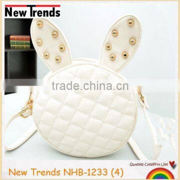 Fashion white rabbit shape PU bag with the studs