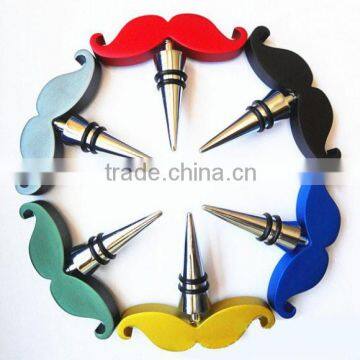 Aluminium Material Moustache shape Wine Stopper Set for Promotion