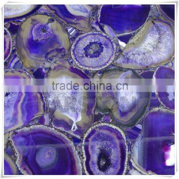 Natural agate stone polished slab Agate Stone/ purple Agate Tile for counter beautiful decoration