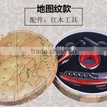 Promotional Wine Bottle Leather Holder Wine Bottle Carrier Gift Box For Single Bottle With Wine Tool Set, Black Color photo-5