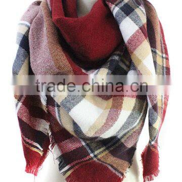 Blanket Square Oversize Black and White Tartan Shawl photo-2